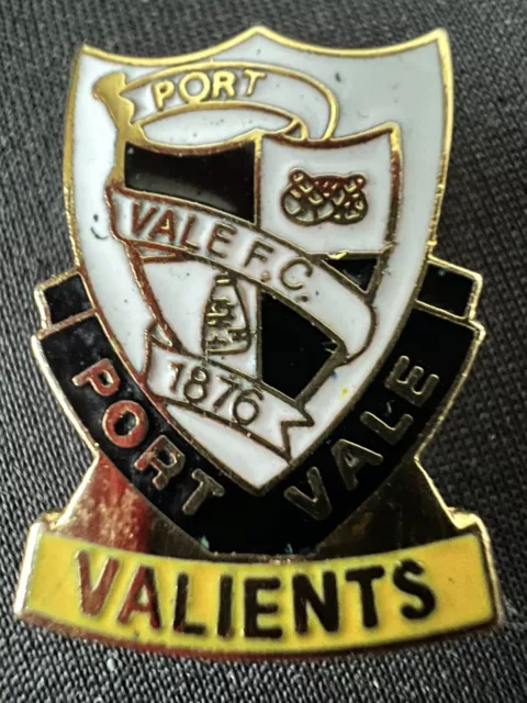 Port Vale Football Club Shield Shaped "Valients" Gilt Enamel Pin Badge