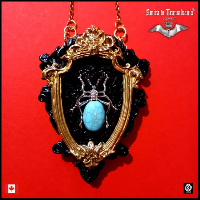 necklace woman pendant art deco nouveau talisman luck luxury jewelry blue spider