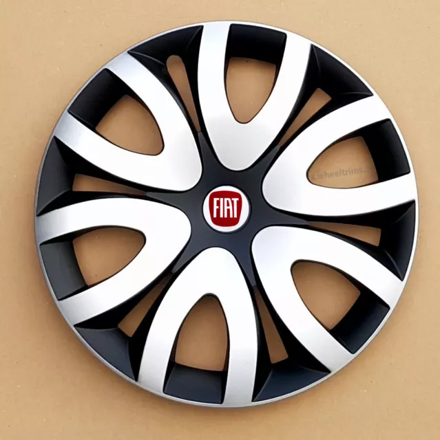 Full set silver/black 14" wheel trims, hubcaps to fit FIAT 500