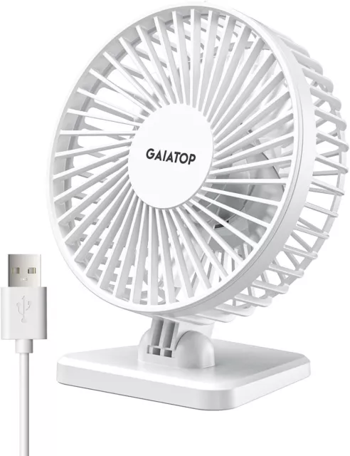 Gaiatop USB Desk Fan, Small But Powerful, Portable Quiet 3 Speeds Wind Desktop