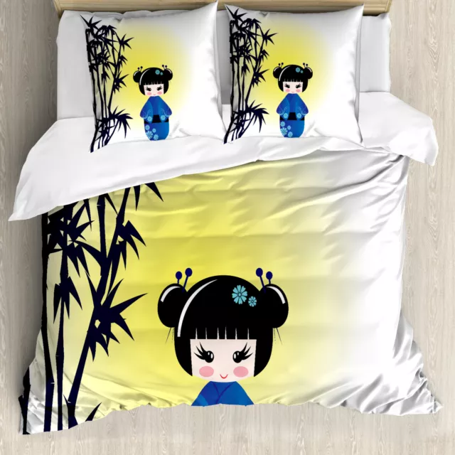 Anime Housse de Couette Poupée Kokeshi Arbre Bambou