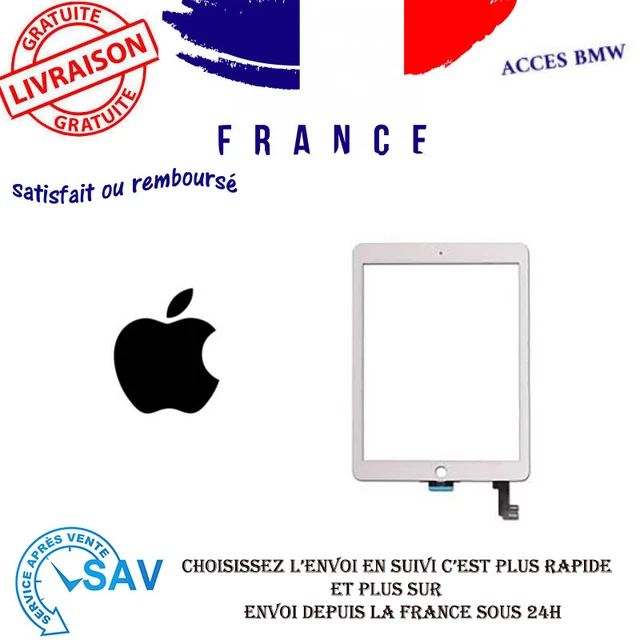 Kit Montage Écran Tactile IPad Air 2 A1566 A1567 Blanc + Film Trempé Et Outils