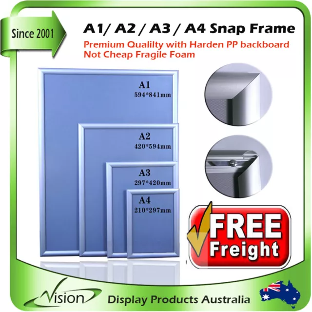 Snap Poster Frame Siver A1 A2 A3 A4 Snapframe Click Open Picture Sign Wal Holder