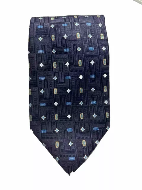 CANALI Made In Italy Men's Silk Necktie LUXURY Tie  Geometric W:3.5"