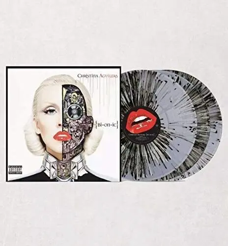 Christina Aguilera Bionic Clear & Grey Splatter Colored Vinyl 3LP NEW