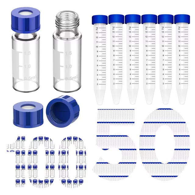 15mL Centrifuge Tubes Caps with 2mL Autosampler Vials Pre-slit Screw Caps Clear
