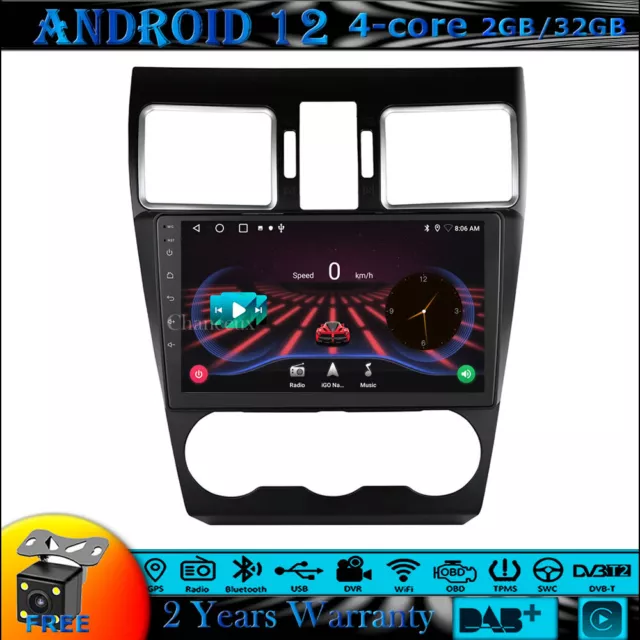 9"Android 12 Head Unit Radio Carplay GPS Sat Navi BT For Subaru Forester Impreza