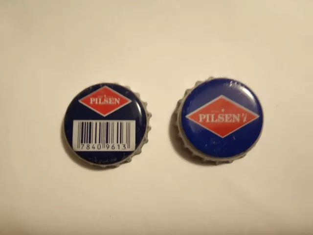 2 Bier-Kronkorken, bottle caps aus Paraguay: Pilsen