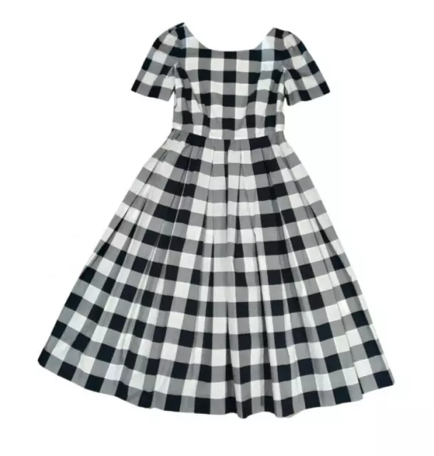 AUTH Dolce&Gabbana BLACK & WHITE gingham checkered printed cotton Dress 40