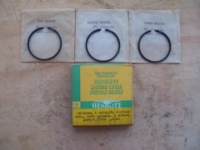 Hepolite Moto Guzzi Type Piston Ring Set 45mm +.030" 65cc Moto Leggers 6480