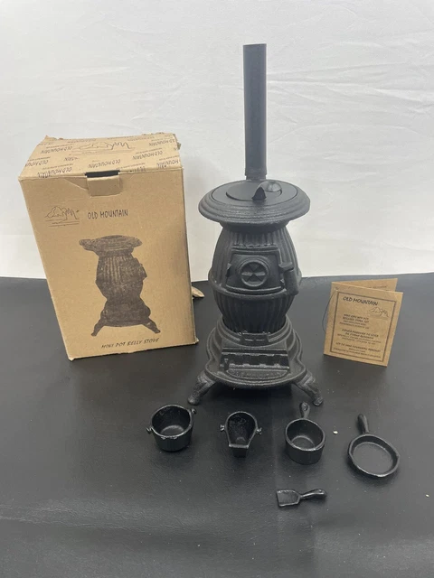 OLD MOUNTAIN 10141 Black Mini Pot Belly Stove Set with Accessories 13” Cast  Iron $50.00 - PicClick