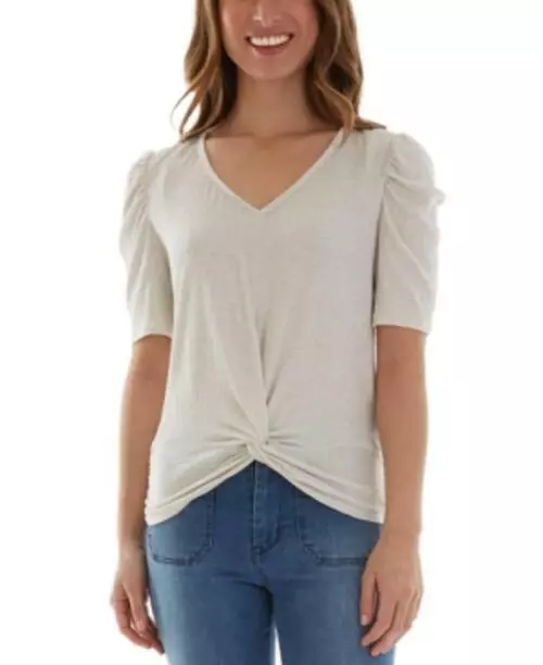 MSRP $39 Bcx Juniors' Twisted Puff-Sleeve Top Size Medium