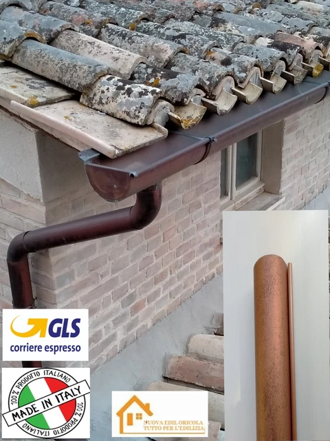 Collare Murale In Alluminio Effetto Rame Anticato - Per Grondaie Diametro 100 Mm - Spessore 0.8 Mm, Garanzia 50 Anni