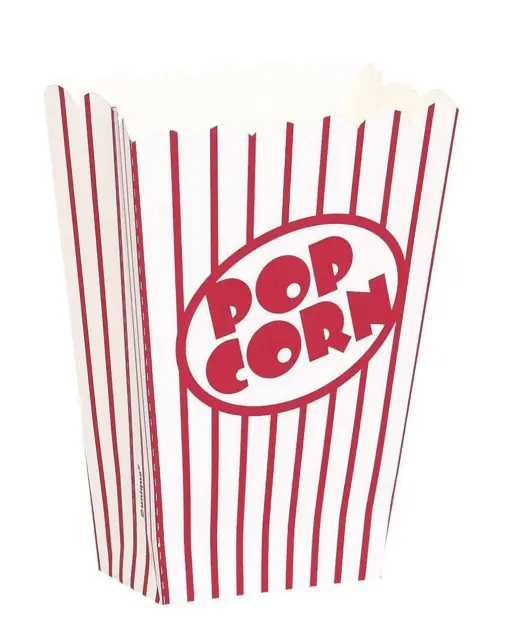 Party Popcorn Boxes Cinema Retro Party Favour Treat Boxes Birthday Party 8pcs