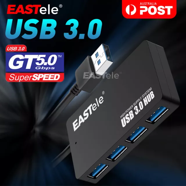 Multi USB 3.0 Hub 4 Port High Speed Slim Compact Expansion Smart Splitter