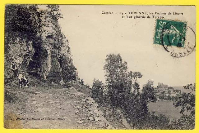 cpa 19 - TURENNE (Corrèze) Les ROCHERS de LINOIRE et Vue Générale du Village
