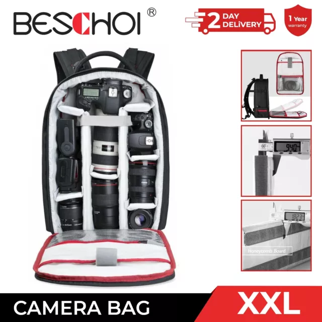 Beschoi PRO XXL Travel Camera Backpack Rucksack Bag For Canon Nikon Sony DSLR