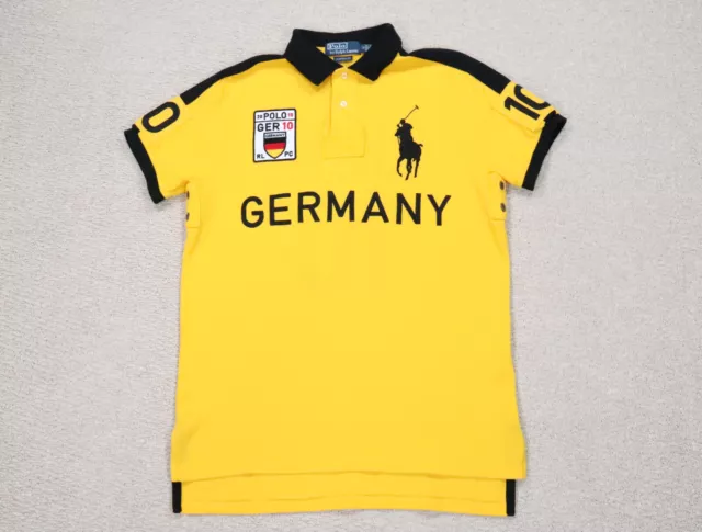 Polo Ralph Lauren Germany Shirt Medium Yellow Big Pony Spellout Preppy