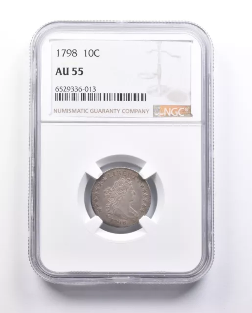 AU55 1798 Draped Bust Dime Heraldic Eagle Rev NGC 13 STARS *6542