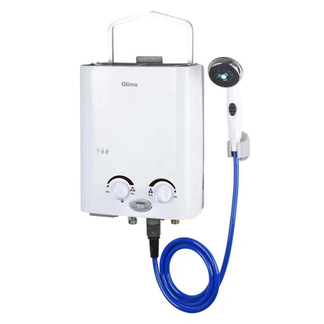 Scaldabagno istantaneo a gas Qlima portatile 5,5 L scaldabagno caldaia campeggio doccia vid