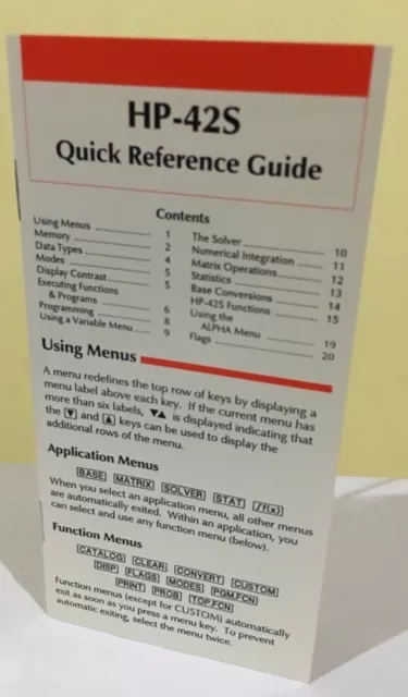 HP 42S Quick Reference Guide