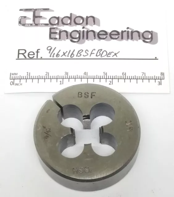 9/16" x 16TPI BSF (British Standard Fine) Button Die, HSS. By Dormer.