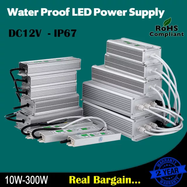 DC 12V 10W - 300W IP67 Waterproof LED Transformer Driver Power Supply for Strip