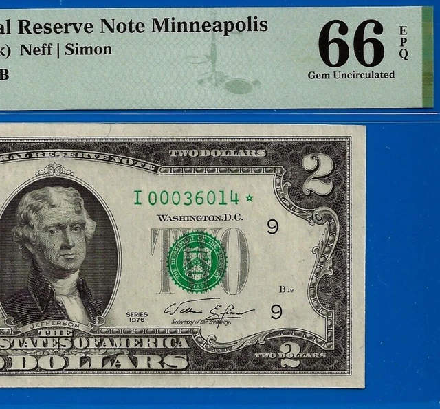 Near TOP POP ✅ 1976 $2 FRN➡️ 3rd Finest 🔴 Minneapolis STAR ⬅️ PMG 66EPQ - 36014