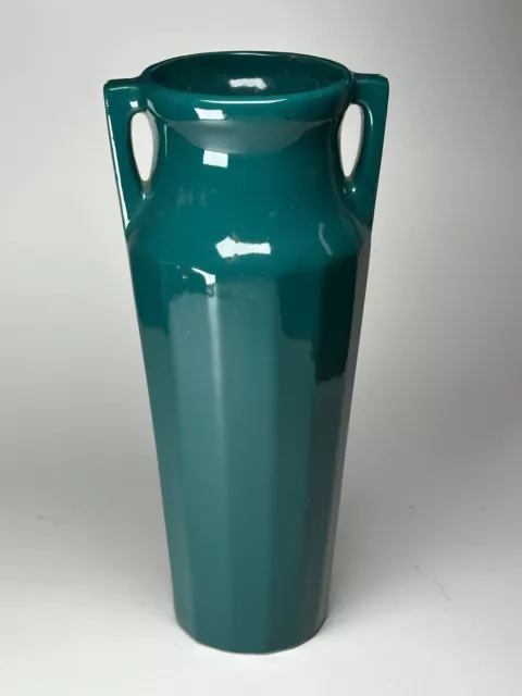 RED WING Art Pottery #154 Teal 12" EGYPTIAN PANELED VASE Arts & Crafts