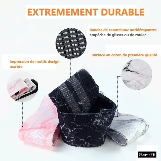 SPECIAL OFFRE 6Bandes Élastiques de fitness en Tissu/ 6types de résistances 2