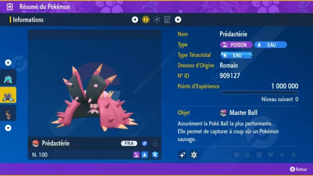 PREDASTERIE  SHINY ou NON 6IV FULL  LEGIT   + OBJET - POKEMON VIOLET / ECARLATE