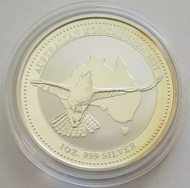 Australia 1 Dollar 2002 Kookaburra 1 Oz Silver