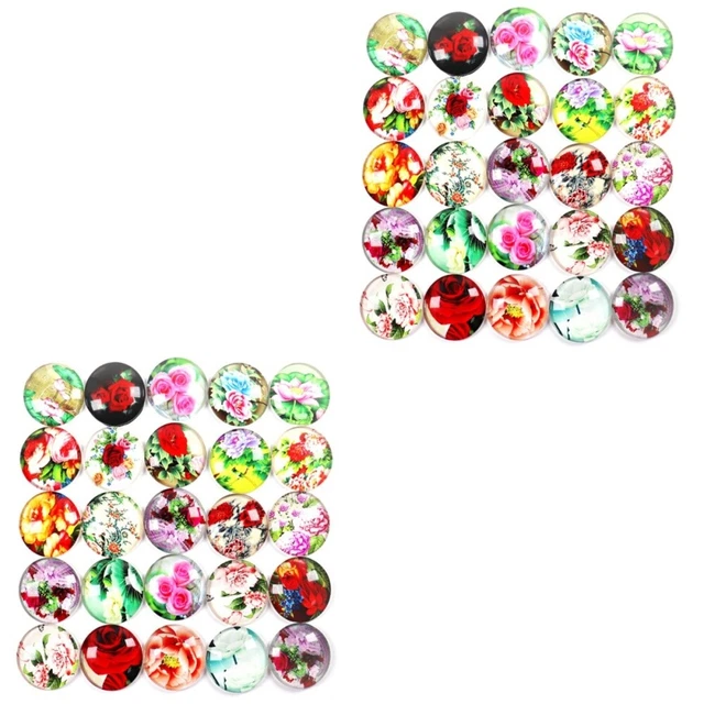 2x Flatback Cabochons Dome Cabochons Glas Snap Charme Schmuck