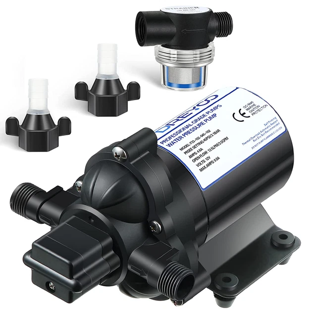 12V Diaphragm Water Pump with Pressure Switch, 3.5 Gpm 45 Psi 12 Volt Pump Se...