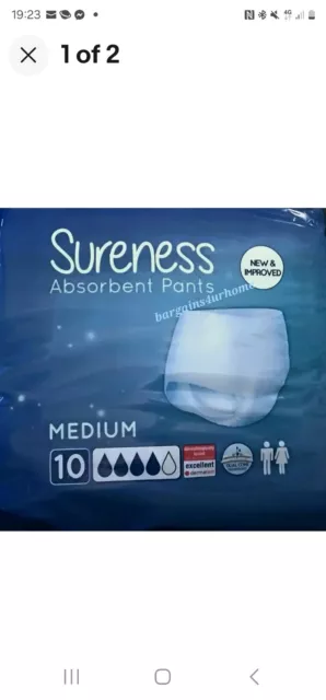 40 Sureness Absorbent Pants size Medium incontinence Women and Men Perfect