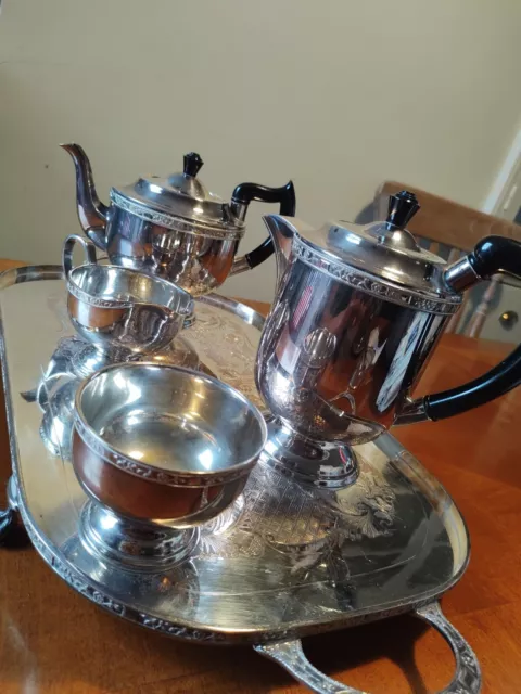 Vintage 1980's Silver Plated Tea/Coffee Set with tray By  Viners Sheffield UK