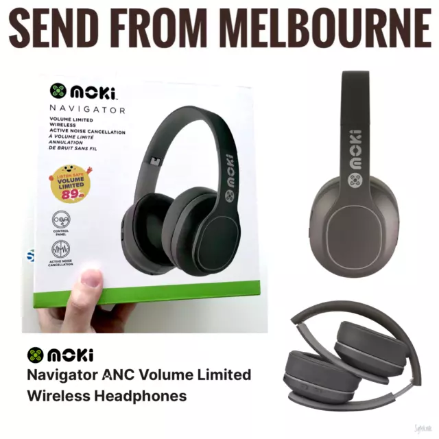 NEW MOKI NAVIGATOR Kids Wireless Headphones Noise Cancel Mic