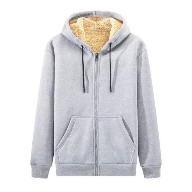 Sweatshirt Jacket Bomber Outwear Coat Hoodie Men Winter Warm Fleece Fur Zip US