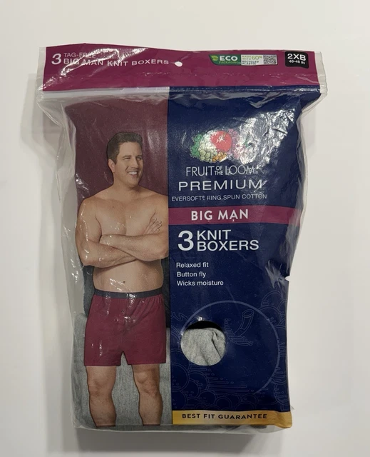 Fruit Of The Loom Mens Knit Boxers Big Man 4-Pack Cotton Big And Tall