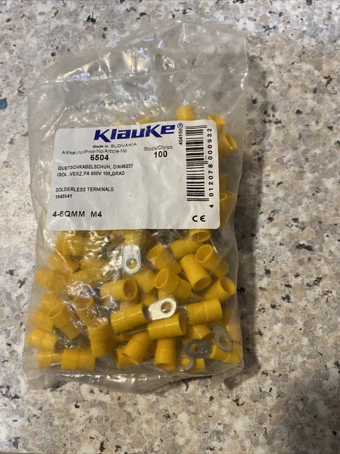 100x Klauke Ringkabelschuh 4-6 mm² M 4, isoliert-Art.Nr. 6504-OVP