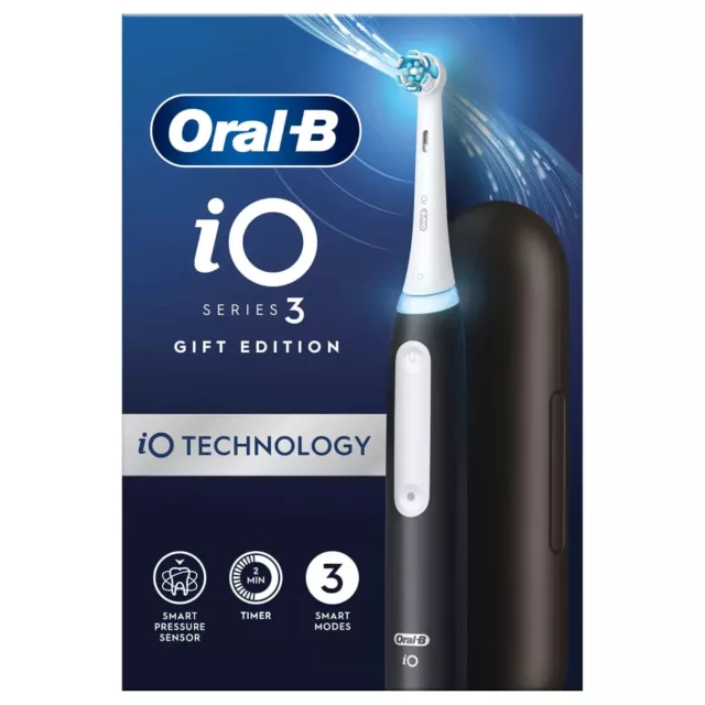 ORAL-B iO SERIES 3 BLACK ELECTRIC TOOTHBRUSH WITH TRAVEL CASE *IN THE BOX*