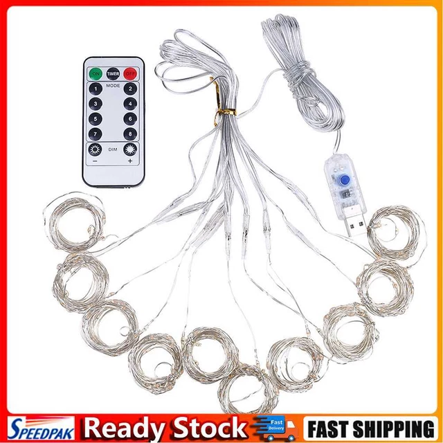 Guirlande lumineuse de rideau de télécommande de lampe de fée de Noël LED (croch