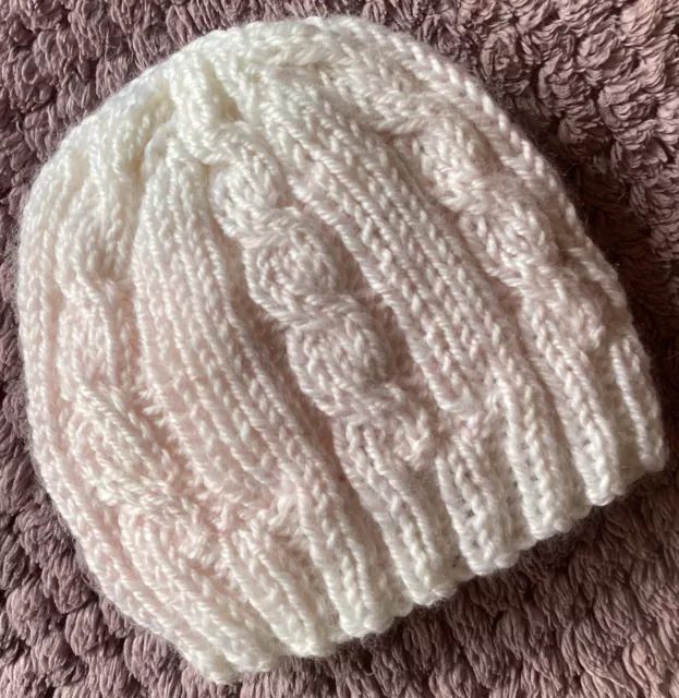 Baby Beanie. Pink. Premie, Premature, Prem. Hand-Knitted By Me. Soft Baby Yarn