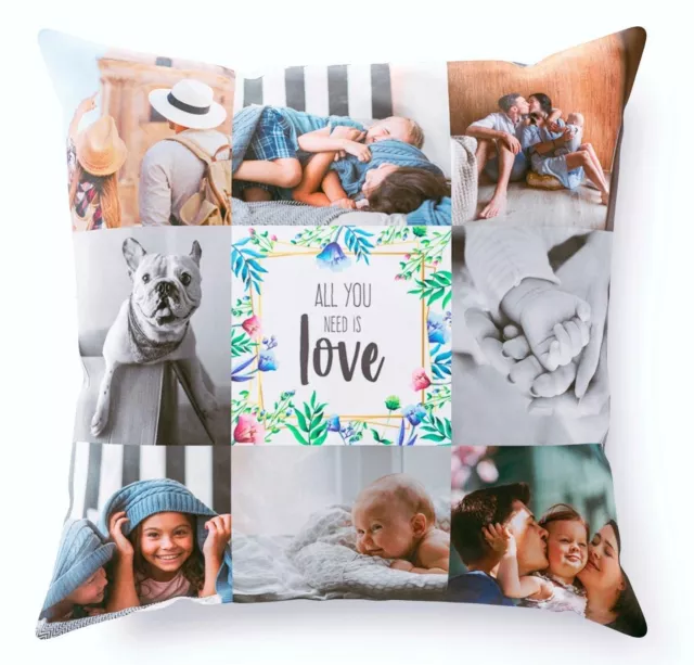 Personalised Photo Pillowcase Cushion Pillow Case Cover Custom Gift up to 9 pics