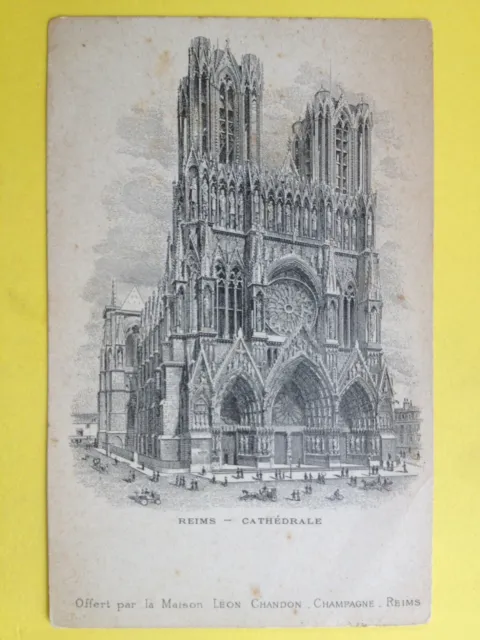 cpa 51 - Léon CHANDON Champagne in REIMS The CATHEDRAL ENGRAVING EAU FORTE DRAWING