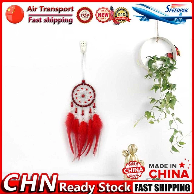 Red Feathers Beads Handmade Dreamcatcher Craft Dream Catcher Net Home Car Fr