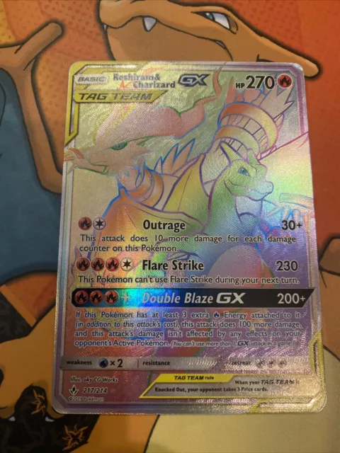 Reshiram & Charizard GX - 217/214 - Hyper Rare NM Sun &