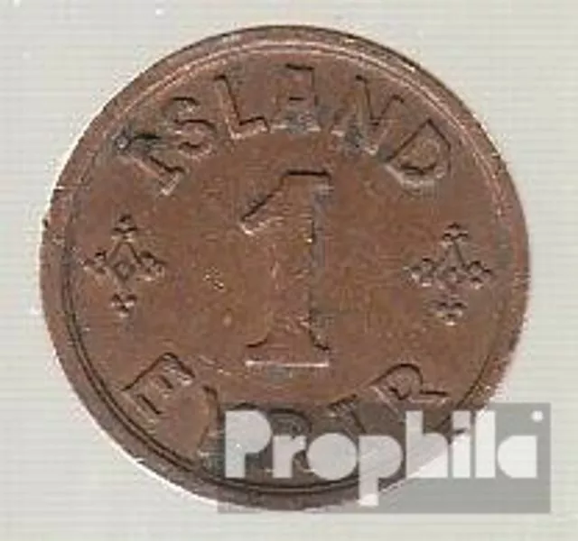 Island KM-Nr. : 5 1942 vorzüglich Bronze 1942 1 Eyrir Gekröntes Monogramm