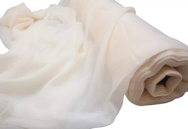 Ivory Voile Fabric Fire Retardant 1.5M Width Sold Per Roll Draping Swagging