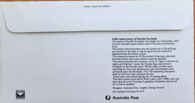 125th Anniversary Eureka Stockade 20c PSE 1979 FDI Signed JS Passmore 2